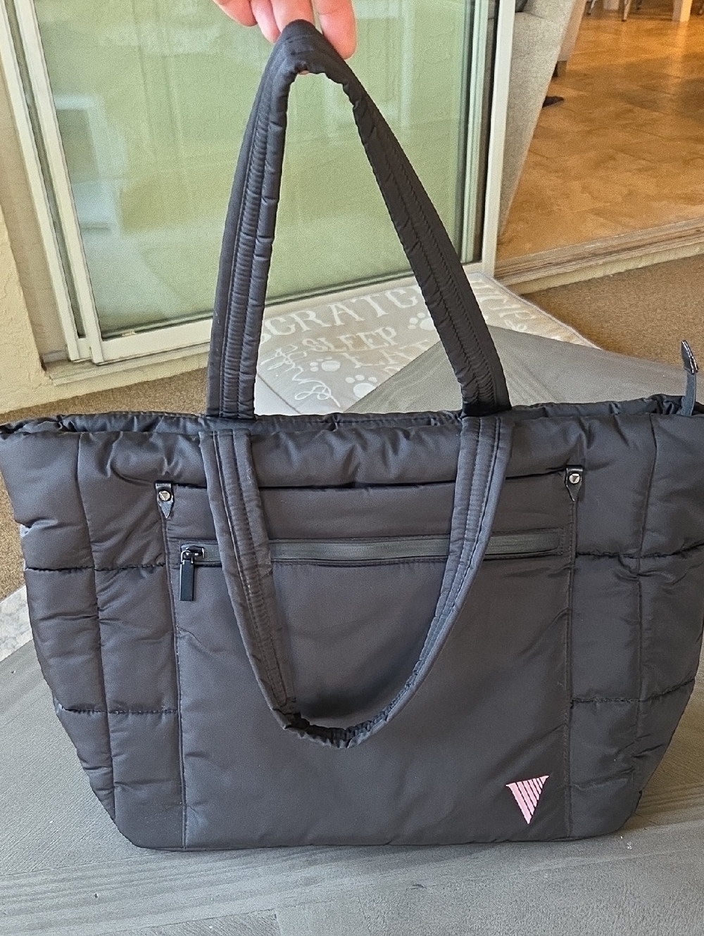 Victoria's Secret Black Quilted Tote with Front Zip Pocket. Never Used